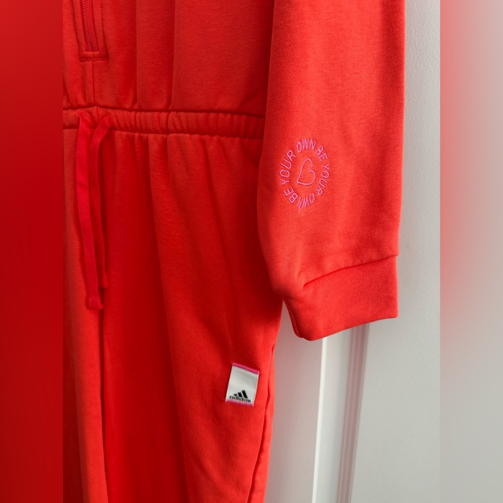 adidas Bright Red Drawstring Jumpsuit - Picture 3 of 10